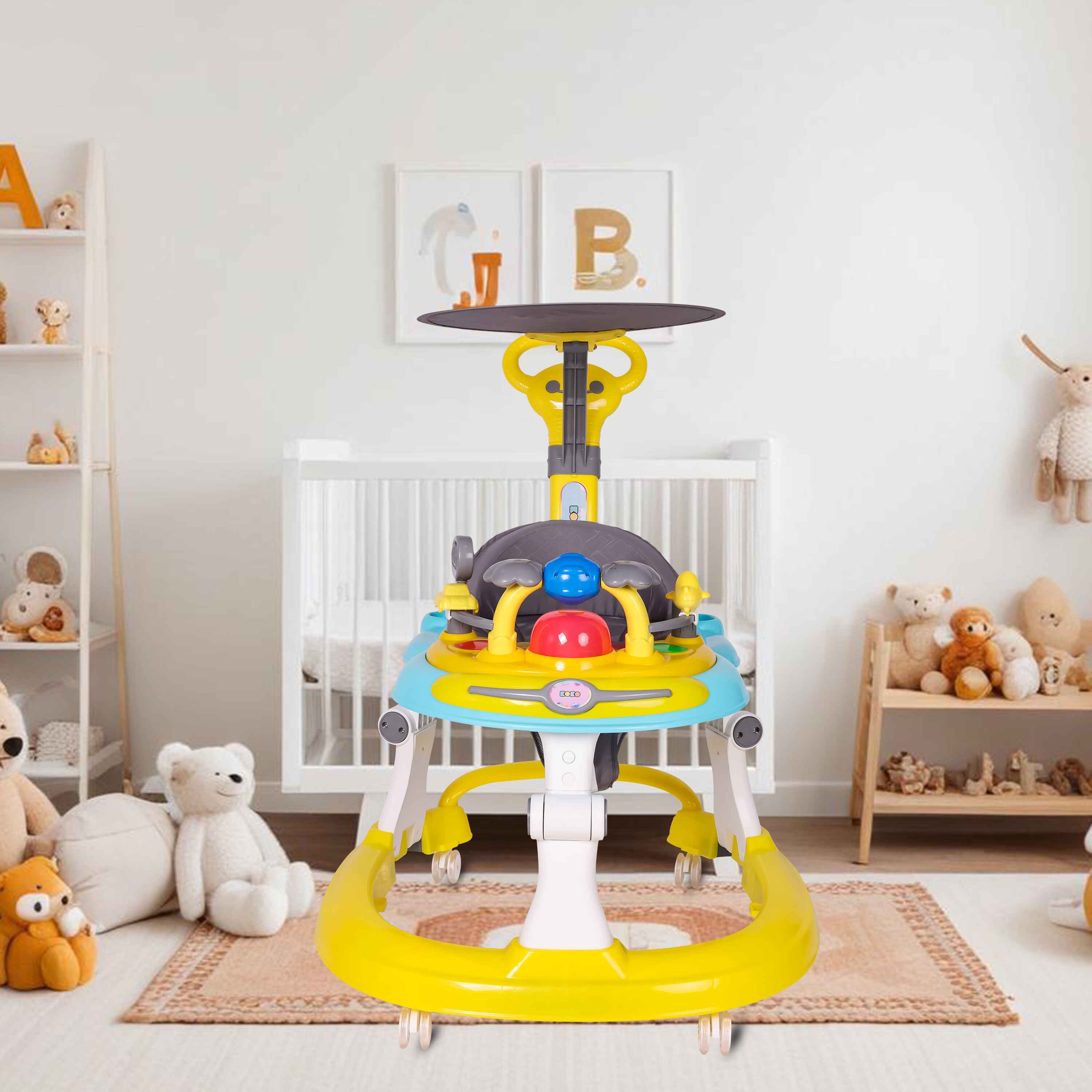 Koko Twita Baby Walker With Sun Shield - Yellow